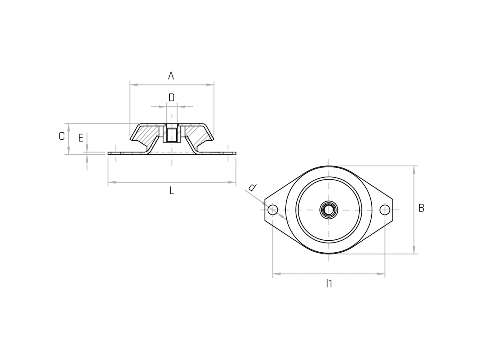 Bell-shaped anti-vibration mount in galvanized steel and rubber - Model AC2F from M8 to M24 (Pack of 1 to 2 pieces) - Range Bell-shaped anti-vibration mount in galvanized steel and rubber - Model AC2F from M8 to M24 (Pack of 1 to 2 pieces) - Range
